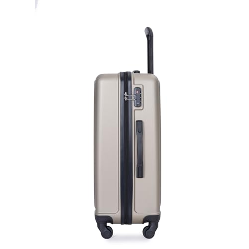 Lightweight 3 Piece Luggage Set with Spinner Wheels, Combination Lock, Space-Saving Design, Gold3
