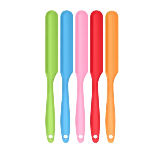 Armrouns 5pcs Silicone Jar Spatulas set, Cake Cream Spatulas Set, 9.8 inch Non-Stick Heat Resistant Mixing Butter Spatulas Baking Scrapers for Jars Blenders Cooking Stirring