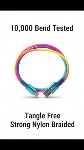 Image of Jmax Micro USB Cable 1 m 3A Fast Charging Micro USB Cable | 1 Meter Nylon Braided | Quick Charge 3.0, Warp, Dash, VOOC Support | Rainbow Cable
