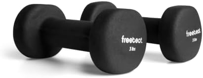 Freebeat 3lbs Dumbbell Set, Signature Fitness Set of 2 Neoprene Dumbbell Hand Weights, Anti-Slip, Anti-roll, Hex Shape Colorful (Pure Black)