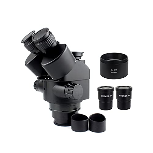 Microscope 7X-45X 3.5X-90X Simul-Focal Trinocular Microscope, 0.5X 2.0X 0.7X 1.5X 0.75x Auxiliary Objective Lens, Zoom Stereo Microscope Head(Wiht 0.5X 165mm)