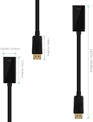 ICZI DisplayPort to HDMI Adapter, Gold-Plated DP to HDMI (Male to Female) Cable Adapter Convertor Monitor Adapter for PC Laptop Video Output, Black