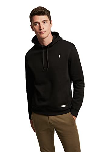POLO CLUB Sudadera OrgÃ¡nica Color Negro con Capucha y Bolsillos Delanteros para Hombre