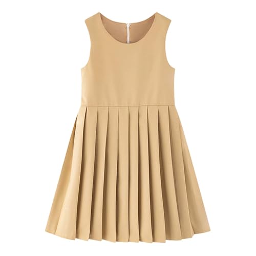 Uniform Dress Girls School Uniform Jumper: Stretch Pleated Hem Durable Kids Knee Length Sleeveless Dress 5-16Y2