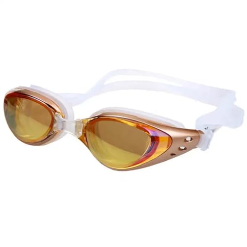 LIZHAYG Gafas Natacion Mujer Gafas de natación Profesionales for Adultos, Gafas de natación Anti-UV de Silicona Ajustables for Hombres y Mujeres, Gafas de Buceo(Gold)
