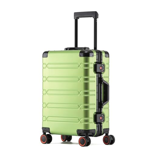 All Aluminum Zipperless Carry On Luggage With Wheels and Lock, Airline Approved Hardshell All Metal Luggage Checked Suitcase, Hardside Suitcase Rolling Case For Business Travel (Green-A, 20 inch)