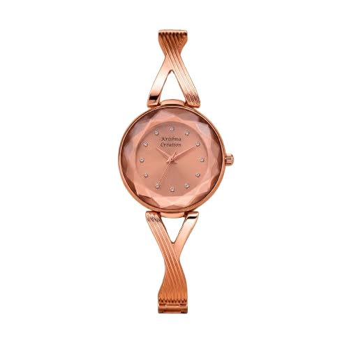 Rose Gold Analog Watch for Women | Stylish Diamond Studded Dial | Elegant Designer Metal Bracelet Wrist Watch | Fashion Casual Party Office Wear Watch for Girls & Ladies | Premium Gift for Birthday & Anniversary-picture-22