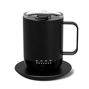 vsitoo Temperature-Controlled Self-Heating Smart Coffee Tea Mug 14 Oz, Smart Travel Mug with Manual & APP Controlled Coffee Warmer, Rechargeable and Battery Powered, LED Light, Auto Off (Black)