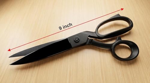 Image of Bromans Handmade Stainless Steel Tailoring Scissors 9-Inch - Black Fabric Cutting Shears for Sewing & Dressmaking