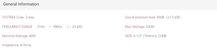 Image of Pioneer Car Speaker Ts-G1620S-2, 16 Cm Speakers with Coaxial 2 Way Max Wattage 300W Nominal Wattage 40W - Black