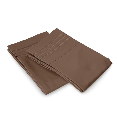 Image of Elegant Comfort Luxury Ultra-Soft 2-Piece Pillowcase Set 1500 Thread Count Egyptian Quality Microfiber Double Brushed-100% Hypoallergenic-Wrinkle Resistant, California King, Taupe