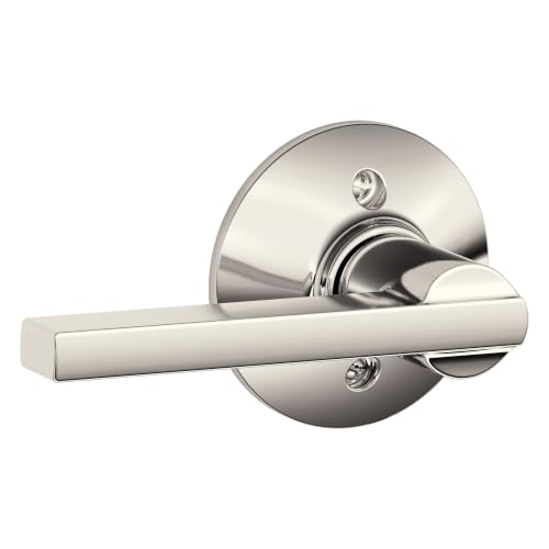 Image of SCHLAGE Latitude Non-Turning Dummy Door Handle, Reversible, Polished Nickel | Non-turning dummy lever door handle with no latch or lock, Decorative pull, One sided, Easy to install, Certified durability