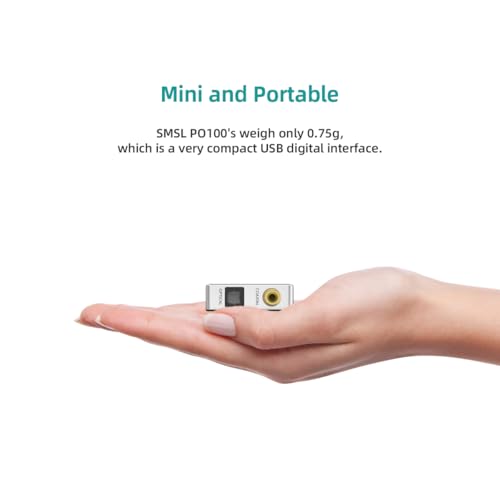 Image of SMSL PO100 2024 192kHz USB to Optical Audio Adapter, XMOS XU316 Type-C USB to SPDIF Optical Coaxial, Portable Digital to Analog Converter for Phone /PC, Silver