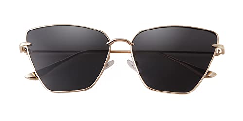 VIA LEECA Fashion Cateye Sunglasses Metal Frame Oversized Glasses for Men and Women2