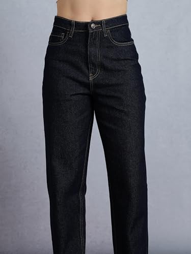 Image of INKD Women's Barrel Fit Jeans - 100% Cotton | High- Rise | Comfortable Fit | Casual Denims | Jeans for Women | Mom Fit Jean | Ankle Length Jean (Available in Plus Sizes)