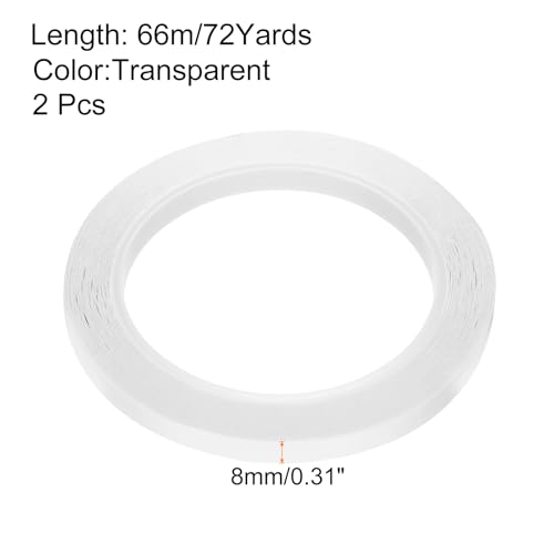Image of uxcell 2 Rolls Transparent 0.31 Inch x 72 Yards Polyester Film Electrical Tape PET Tape High Temperature Heat Resistant Tape for Transformer Motor Wire 5S Positioning Logo,8mm x 66m