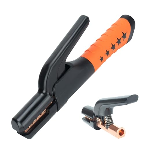 Streysisl Portaelectrodos de soldadura, Portaelectrodos,Alicates de sujeción Abrazadera para electrodos de alta resistencia - Construcción de latón y cobre resistente, antiescaldaduras, 1000A,