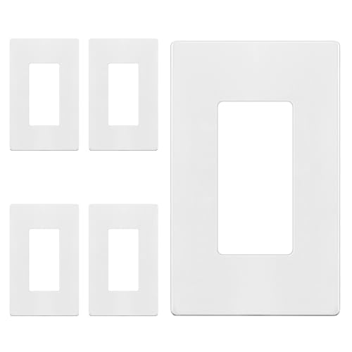 ENERLITES Screwless Decorator Wall Plate Child Safe Outlet Covers Size 1-Gang 4.68 H x 2.93 L Unbreakable Polycarbonate Thermoplastic SI8831-W-5PCS Glossy White 5 Pack