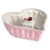 Paris hilton heart shaped fluted cake pan cast aluminum with clean ceramic nonstick bakeware dishwasher safe made without pfas pfoa pfos pfte 9 inch pink  urban country home decor