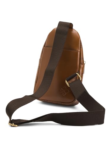 Patricia Nash Marisol Leather Sling Bag, Signature Map Print, Riot Rust4
