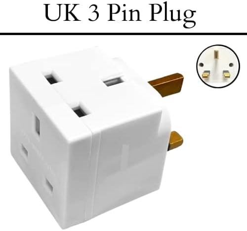 2-Way Plug Adaptor -13A Multi Plug Adaptor Extensions - Double Adapter Plug UK - Wall Plug Extension Double Socket 2 Way UK 3 Pin Plug Adaptor Extender Block Splitter -2 Plug Power Extender.