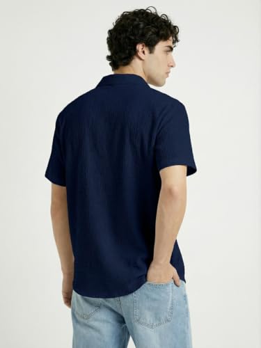 Image of Leriya Fashion Men Poly Blend Fabric | Textured Finish | Collar Neck | Button Closure | Office & Casual Wear | S-3XL