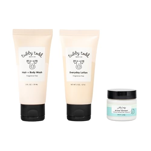 Image of TUBBY TODD 3-Step Baby Bath & Skincare Routine - The Regulars Bundle - 2oz Baby Shampoo and Body Wash, 2oz Everyday Lotion & 1oz All Over Ointment - Fragrance-Free