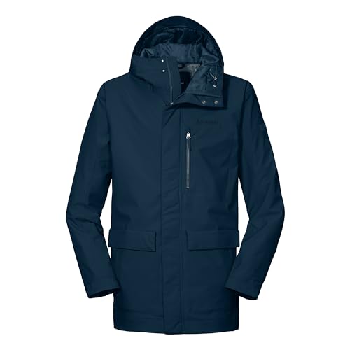 Schöffel Herren Parka Gillingham M, winddichter, atmungsaktiver Regenparka, urbane Outdoor Jacke, Wanderjacke mit Taillenzug, moonlit ocean, 46