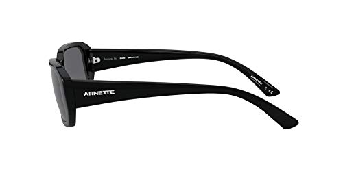 Óculos de sol retangulares masculinos Gringo AN4265 da Arnette, preto/cinza escuro/prata, 55 mm