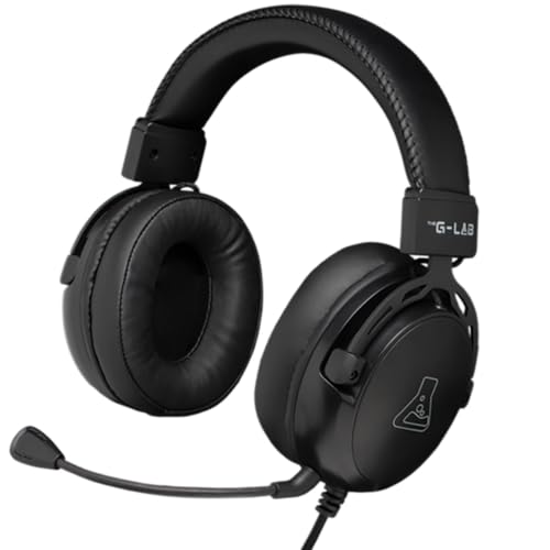 The G-Lab - Korp Titanium - Cascos Gaming con Cable para PC/PS5/PS4 - Auriculares Gaming con Micrófono Desmontable, Jack 3.5 mm, Sonido Estéreo Cascos PS5 con Control Remoto - Nuevo