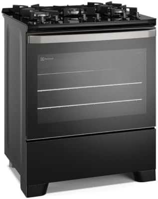 Fogão 5 bocas Electrolux Preto Efficient Mesa de Vidro, PerfectCook e Grades de Ferro (FE5GB)