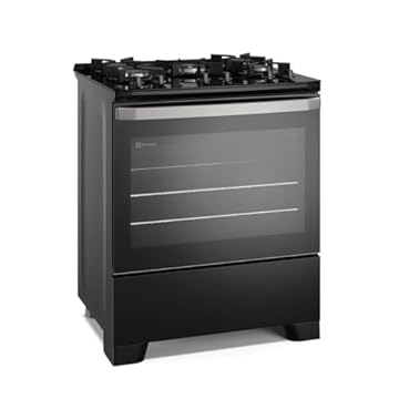 Fogão 5 bocas Electrolux Preto Efficient Mesa de Vidro, PerfectCook e Grades de Ferro (FE5GB)