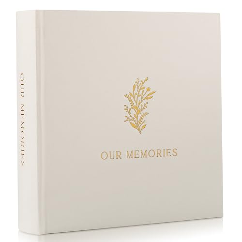 Beautiful Linen Photo Album For 4x6 Pictures - Safely Holds Up To 200 Photos of Unique Memories - The Perfect Large Photo Book To Store All Pictures of Treasured Family, Baby or Wedding Moments