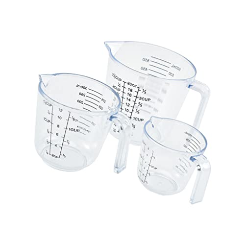 POPETPOP Measuring Cup Transparent Milk Jug: 3pcs Baking Scale Cups Spout Coffee Jugs for Liquid Baking, 15X12.5CM