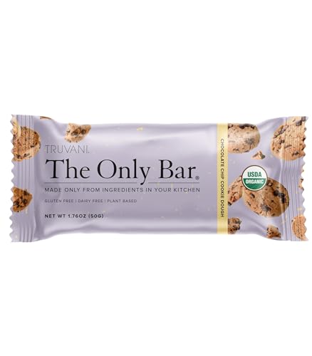 Truvani Plant Based Snack Bars | Chocolate Chip Cookie Dough 1 Pack | 5g Protein | USDA Organic and Vegan | The Only Bar | Dairy, Soy, and Gluten Free | Individually Wrapped