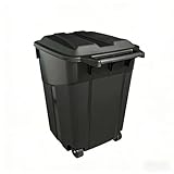 45 Gallon Heavy Duty Wheeled Outdoor Trash Can, lid Outdoor Garbage Can iwith Easy-Grip Handle & Bottom Groove, Black, Deck Patio Garage Roll Cart