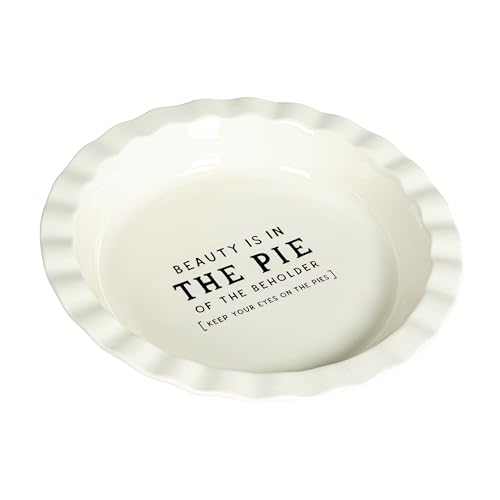 Creative Co-Op, White Round Stoneware Pie Dish, Medium