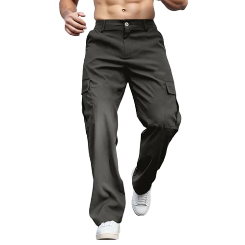 Men's Casual Cargo Pants Stretch Comfort Lightweight Outdoor Travel Work Trousers with Multiple Pockets for