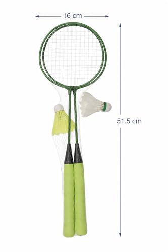 Image of Pack of 1 Steel Badminton Racket Set with Shuttlecocks | 2 Rackets | 2 Shuttlecocks (1 Feather + 1 Nylon) Suitable for Beginners & Recreational Play | Indoor & Outdoor Use
