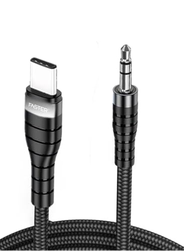Faster Cable DAC Type C to 3.5mm Headphone Adapter - Audio Male Jack Plug Cable - Hi-Fi Sound Car Stereo & Speaker Compatible Durable Aux Cord with Stable Transmission Plug and Play Design
