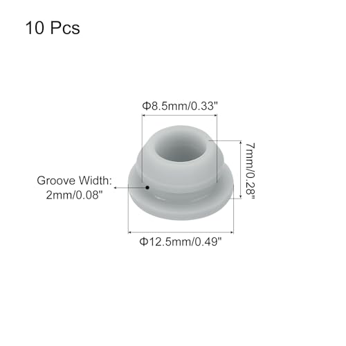Image of MECCANIXITY 10pcs Silicone Snap in Locking Hole Plugs,8.5mm /0.3 Inch Mounting Diameter Narrow Groove Width 2mm Panel Seal Cover Round for Kitchen Bulkheads Waterproof Sealing Plugs Grey