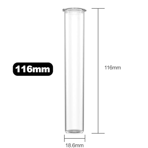 Image of 116mm CR Plastic Packaging Pop Top Tubes - Child Resistant Travel Holder Vial Containers - 500 Qty (Clear)