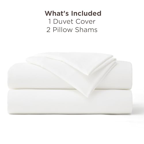 Image of Bedsure Textured Duvet Cover Queen Size - Cotton-Like Polyester Jacquard Duvet Cover Set for All Seasons - 3 Pieces Ultra Soft Bedding Set with 2 Pillow Shams, NO Comforter (White, Queen, 90 inchx90 inch)