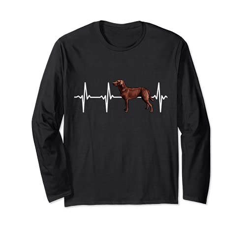 Chesapeake Bay Retriever Heartbeat Love My Dog Long Sleeve T-Shirt, Black