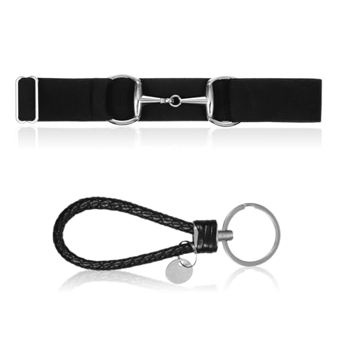 1.5-inch Elastic Equestrian Belt with Key Strap, Adjustable Horse...