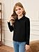 Haloumoning Girls Long Sleeve Polo Shirts Kids Peter Pan Collar School Uniform Shirts Cute Tops 5-14Y Black