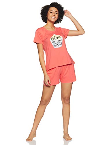 Image of Clovia Women's Cotton Rich Printed Top & Shorts