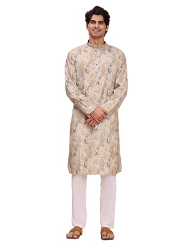 Image of Pro-Ethic Style Developer Men's Cotton Printed Kurta Pajama Set Traditional Outfit | Mandarin Collar (E-129)
