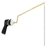 Hibbent Universal Metal Side Mount Toilet Handle Replacement Kit, Brass Toilet Flush Tank Lever with Stainless Steel Flapper Chains for Most Toilets, Matte Black Finish