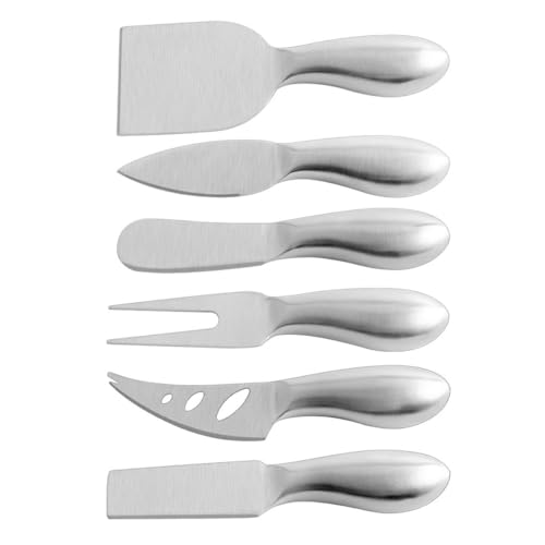 SHINEOFI Set de 6 Couteaux à Fromage en Acier Inoxydable, Ustensiles Cuisine Ergonomiques pour Couper Beurre et Fromage, Kit de Découpe Multifonction pour Usage Domestique et Restauration